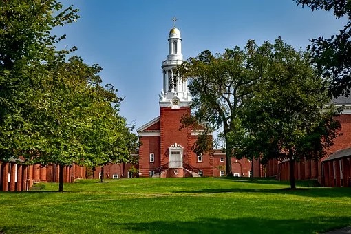 College Campus with Grass